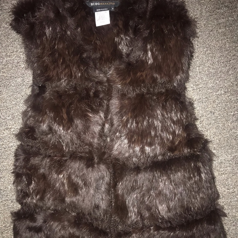 Rabbit fur vest size small. BCBG